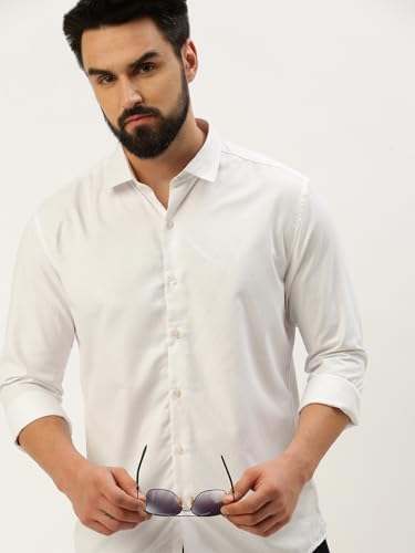Image of SHOWOFFFF Men Self Design Casual Shirt | Spread Collar Full Sleeves Cotton Shirt for Mens | Slim Fit Regular Length Shirt for Men's