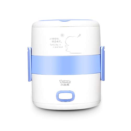 Lotor Mini 3 Layer Lunch Box Electric Portable Multi-Cooker/Rice Cooker & Steamer & Slow Cooker 1.6L Litre Multifunction Stainless Steel Inner Pot Heating Box (Sky Blue)