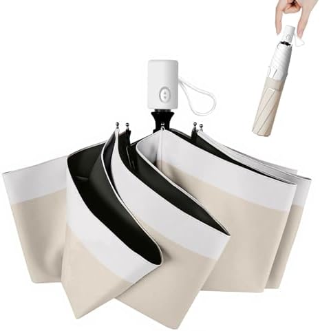 （20:30時点） 【JIS認証 UVカット率100% & 完全遮光】 日傘 超軽量 紫外線遮断 遮熱 UPF50+ 折り畳み日傘 暑さ対策 熱中症対策 日焼け防止 コンパクト 折りたたみ傘 ワンタッチ自動開閉 耐風撥水 晴雨兼用 携帯便利 レディース メンズ 男女兼用 収納ポーチ付き 母の日 父の日 ギフト (ベージュ×ホワイト)