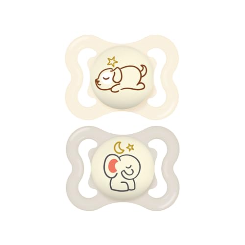Image of MAM Supreme Night Baby Pacifier, for Sensitive Skin, Patented Nipple, 2 Pack, 0-6 Months, Unisex,2 Count (Pack of 1)