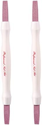 Lurrose 2PCS Pumice Stone Double-headed Nail Cuticle Pusher Nail Art File Buffing Tool