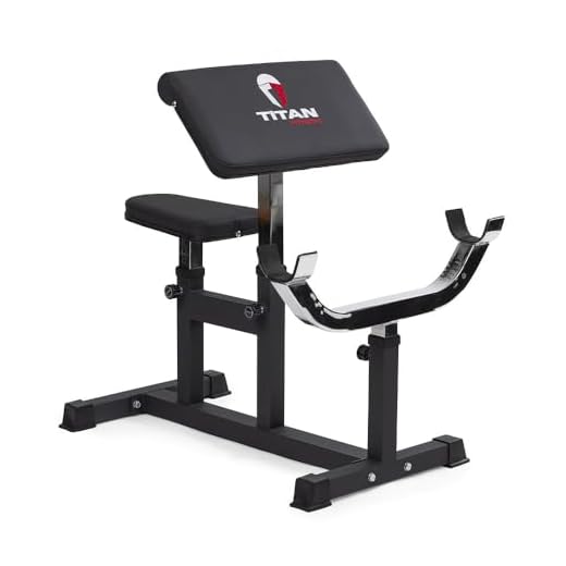Titan Fitness Adjustable Preacher Curl Station, Seated Strength Training Bench, Rated 250 LB, Bicep Home Gym Fitness Equipment