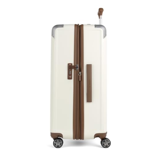 Image of Travelpro Platinum Elite Hardside Expandable Checked Luggage, 8 Wheel Spinner, TSA Lock, Hard Shell Polycarbonate Suitcase, Cream White, Checked Large 28-Inch