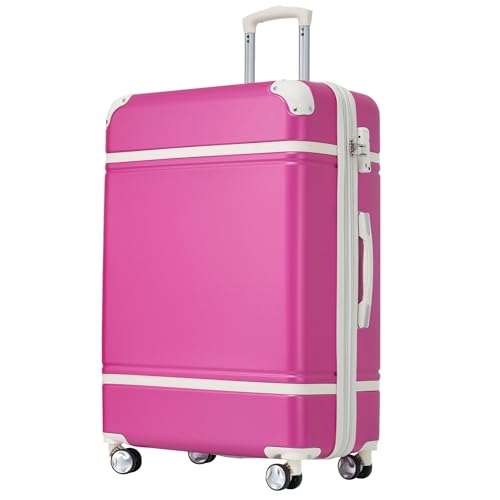 28in Carry on Luggage with Spinner Wheels Lightweight Hardshell Expandable Luggage with TSA Lock Travel Rolling Luggage Suitcase for Men Women Pink