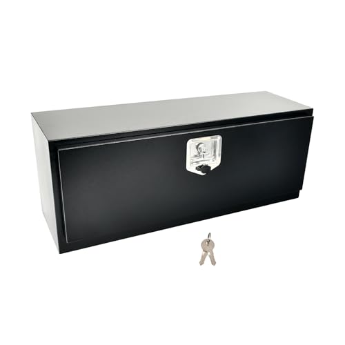 FGJQEFG 36'' Heavy Duty Truck Tool Box Steel for UnderBed Trailer Outdoor Car with Lock and Key - 36 x 14 x 12 Inch Black Underbody Toolbox