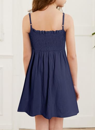 blibean Tween Girls Cotton Sundresses Adjustable Strap Dresses Size 4-15 Years2