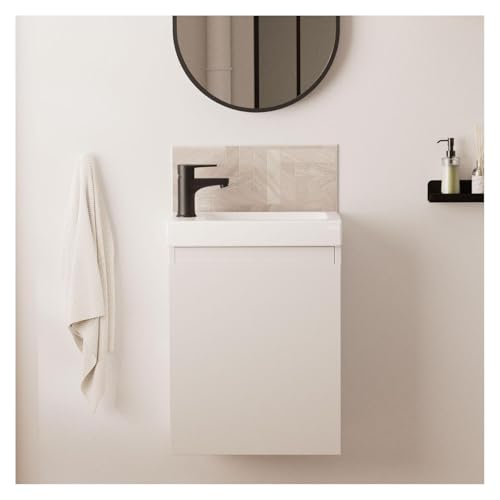 Meuble Lave-Mains Lisa Blanc + Robinet Noir