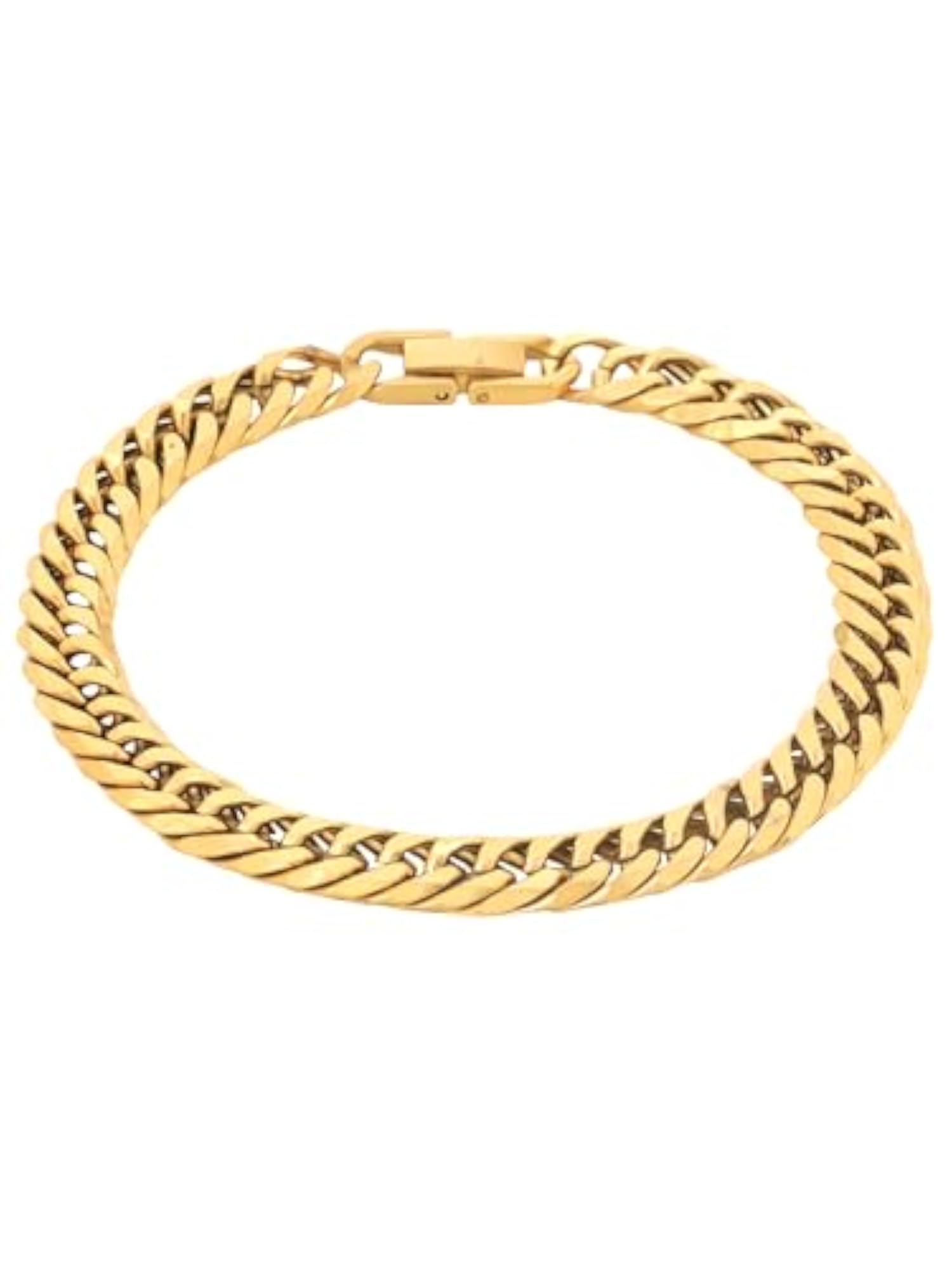 Gold Plated Stainless Steel Curb Chain Bracelet for Men