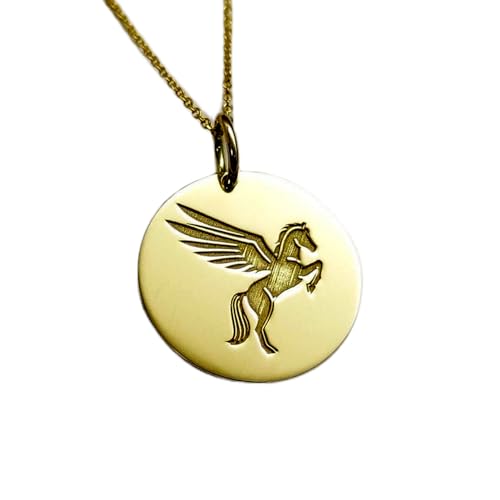 Collier en argent sterling 925 Pégase 28 mm avec chaîne 45 cm