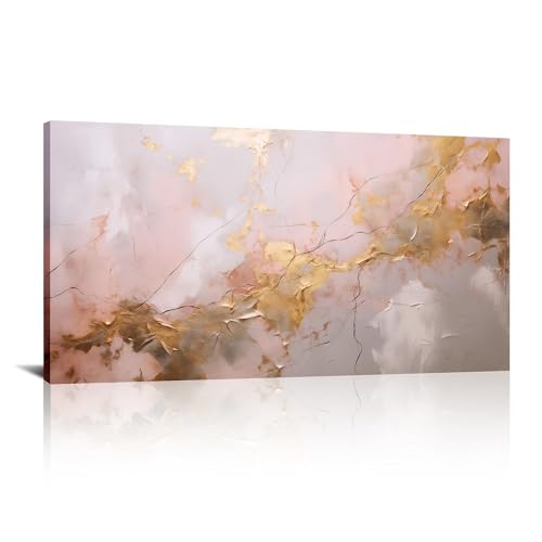 Toile marbre rose et or 50x100 cm pour habiller un mur vide et illuminer une pièce sombre