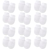 TUONYIS 12 Paires Moufle Bebe Naissance Protege Griffure, Moufle Bebe Naissance en Coton Moufles de Protection Anti-griffure pour Bébé 0-6 Mois Bébé Fille Garçon (Blanc)