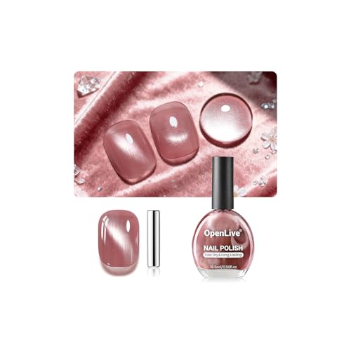 OpenLive Rose Pink Cat Eye Nail Polish, 16.5ml Quick Dry
