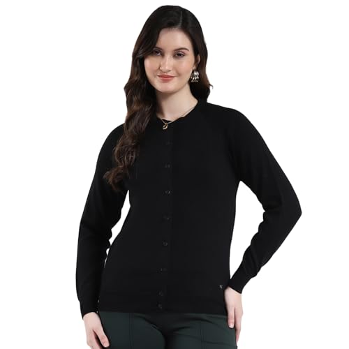 Image of Monte Carlo Women Regular Fit Full Sleeve Solid Round Neck Winter Cardigan (Pack of 1)