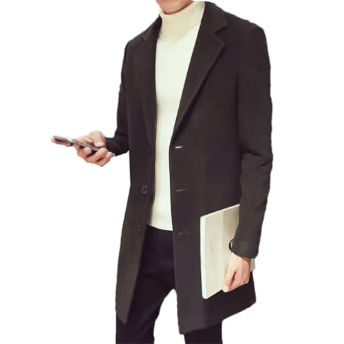 Manteau long en laine pour hommes à boutonnage simple et revers élégant pour l'automne hiver
