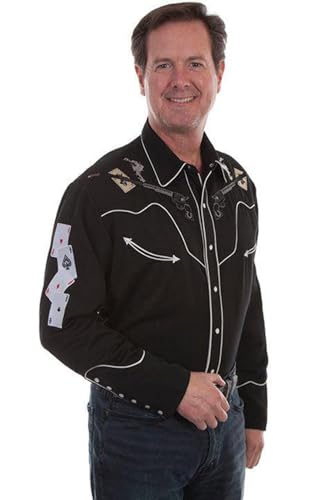 Scully Black Embroidered Men's Long Sleeve Snap from Western Shirt P-8524