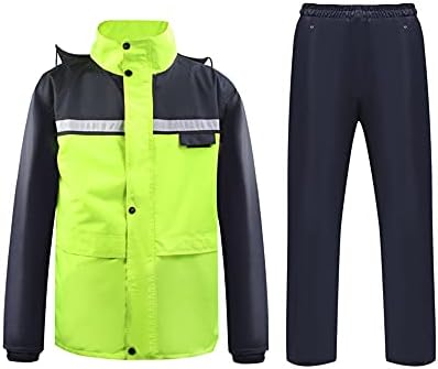 Rain Gear for Men Waterproof,Waterproof Rainwear,Motorcycle Rain Suit Waterproof Rain Jacket and Pants Set,Fluorescent Green,XL