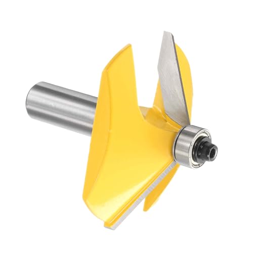 Image of HARFINGTON 60 Degree Chamfer Router Bit 1 /2 Inch Shank 0.7 inch Cutting Length Carbide Tip with Bearing for Woodworking Milling Cutter Tool, Yellow