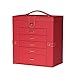 Produktbild Schmuckkästchen PU. Leder Schmuck Aufbewahrungskoffer 6 Tier Reise Schmuckkästen mit Schloss & Spiegel Elegante Schmuck Aufbewahrungsbox Für Mädchen Frauen Schmuck Organizer Box ( Color : Red )
