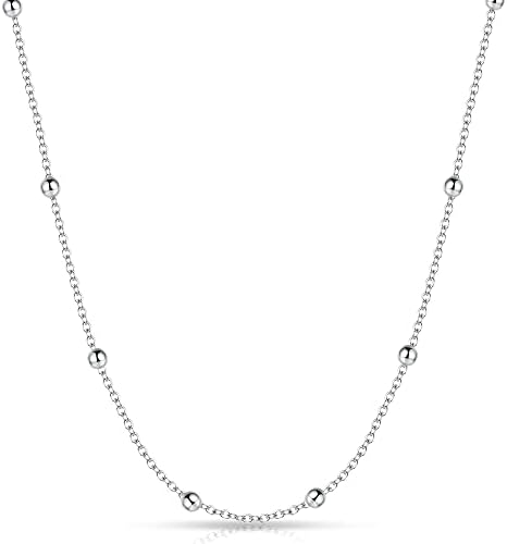 NIMOCO 925 Sterling Silver Chain Necklace for Women Men 1.5mm Dainty Adjustable Long Thin Silver Snake Chain Necklaces Box Chains Bulk Silver Chain Silver Rope Chain 16-22 Inch