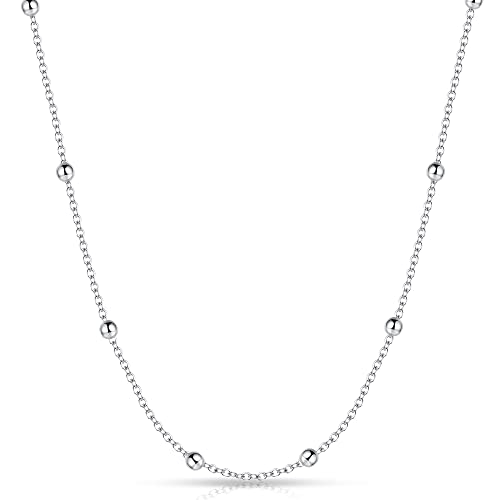 Nimoco 925 Sterling Silver Chain Necklace For Women Men 1.5Mm Dainty Adjustable Long Thin Silver Snake Chain Necklaces Box Chains Bulk Silver Chain Silver Rope Chain 16-22 Inch #TOP1
