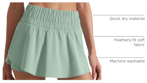Image of CRZ YOGA Ruffle Skirt Overlay Athletic Shorts | High Waisted, Quick Dry, Lightweight, Flowy, A Zip Pocket, for Women