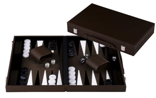 Backgammon de voyage en cuir 38 cm, jeu de table convivial pour soirées en famille