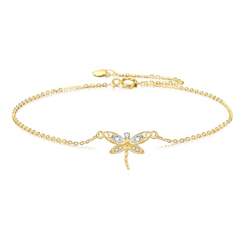 KECHO 14K Solid Gold Cross Bracelet for Women Butterfly Pineapple Lucky Clover Heart Sister Bracelets Birthday Christmas Mothers Day Jewelry Gifts for Mom Friends