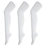 Tom & Mary Women’s Thigh High Socks, Combed Cotton (85%), Non-Slip, Soft, Stripe & Solid Colors, Ove