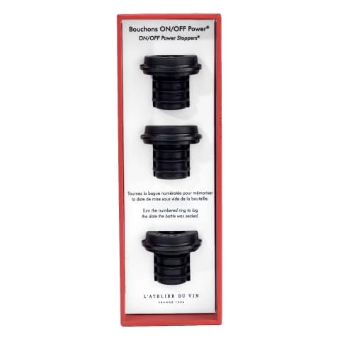L'ATELIER DU VIN - Gard'Vin Stoppers On/Off Power - Plugs for electric vacuum pump Pack of 3 plugs" Cover