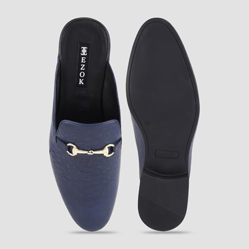 Image of Ezok Men's Leather Casual Mule Loafers | Stylish Slip-On Back Open Shoes for Party, Office & Casual Wear