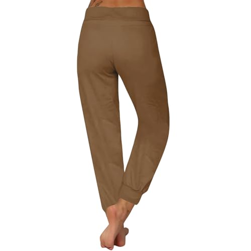 Calça feminina esportiva de ioga para mulheres, ajuste solto, perna reta, punho longo, verão, outono