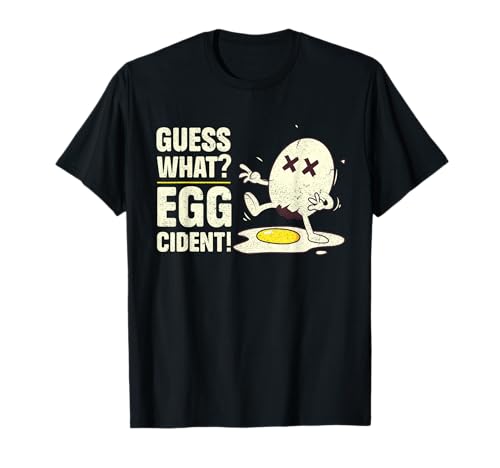 Guess What? Egg-cident - Funny Typography Breakfast Joke T-Shirt