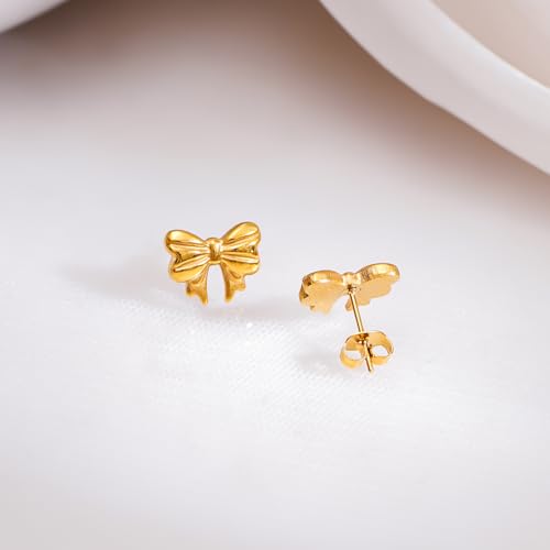 Image of Rubans Demi Fine Stainless Steel Stud Earrings Daily Gift for Women & Girls