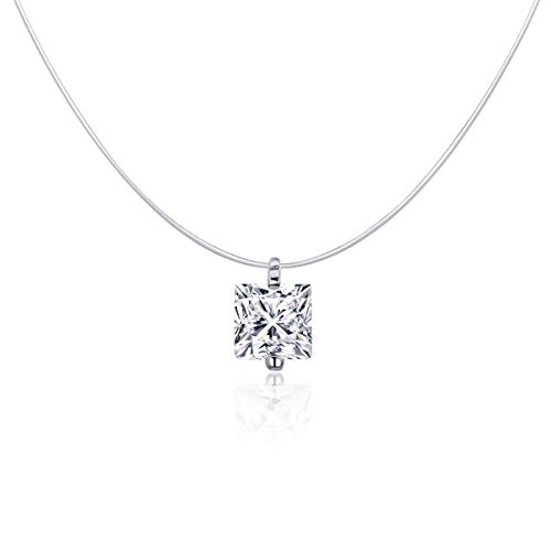 Collier ras du cou invisible en argent 925 avec pendentif triangle raffiné
