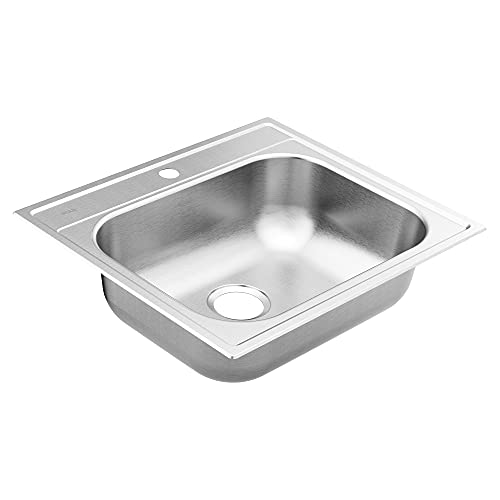 Moen Gs201961Bq 2000 Series 25-Inch 20 Gauge Drop-In Single Bowl Stainless Steel Kitchen Sink, 1 Hole,Featuring Quickmount #TOP5