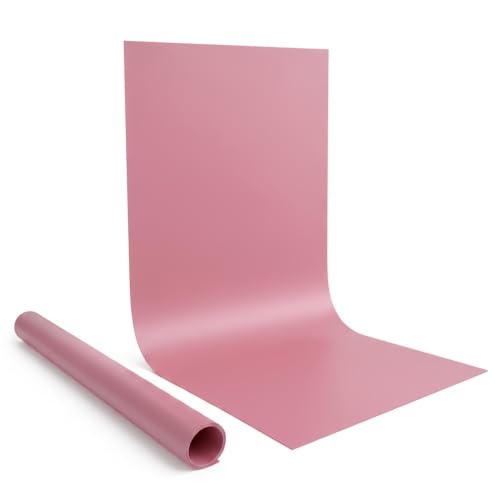 Image of HIFFIN 60x130cm Pink PVC Photography Backdrop for Product, Food & Jewellery Photography | Matte Non-Reflective Vinyl Background Sheet | Waterproof, Easy Clean & Reusable Studio Backdrop
