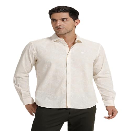 Image of BASICS Cotton-Linen Blended Men's Shirt | Slim Fit | Everyday Smart Casual Wear | Full Sleeve