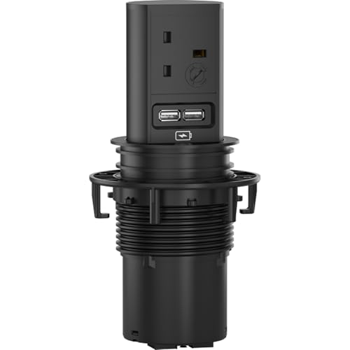 Bachmann Elevator 1xUK 5A 1xUSB Charger 0,5m RAL9005, W127064380 (Charger 0,5m RAL9005)