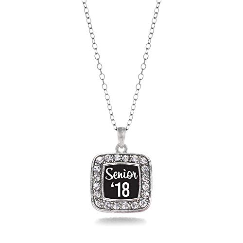 Inspired Silver - Silver Square Charm 18 Inch Necklace with Cubic Zirconia Jewelry