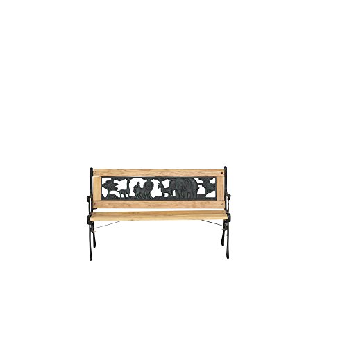 Siena Garden kinderbank, 41 x 84 x 52,5 cm, frame: ijzer, gelakt in antiek-groen, oppervlak: hardhout in natuur - Afbeelding 4