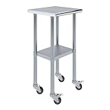 AmGood 18' x 18' Stainless Steel Work Table with Casters | Heavy Duty Metal Utility Table On Wheels | Kitchen...
