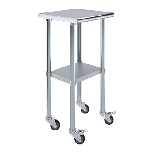 Image of AmGood 18 inch Long x 18 inch Deep Stainless Steel Table with Casters
