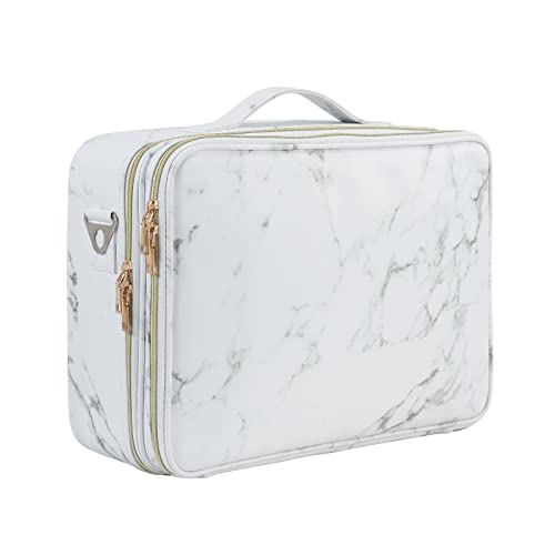 Kosmetiktasche Groß Reise Make up Tasche Schminktasche Damen Kosmetikkoffer Make up Koffer Schminkkoffer Make up Bag Beauty Tasche Cosmetic Bag , Marmor Cover