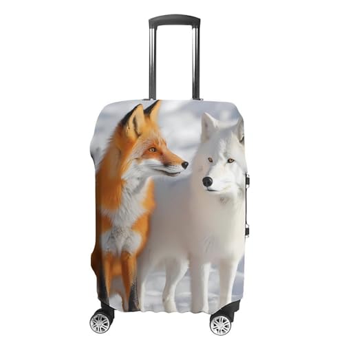 Arctic Wolf And Fox Unisex Luggage Cover Washable Travel Suitcase Case Elastic Baggage Protective Covers M