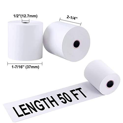 Tapsin 2-1/4'' X 50' Thermal Receipt Paper - Credit Card Paper Rolls Thermal - Cash Register Roll - Premium Thermal Printer Paper - 10 Rolls #TOP1
