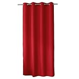 ED ENJOY HOME Rideau Décoratif à Œillets argentés, 140x240 cm, Rouge, 100% Polyester, Satiné, Collection Basic