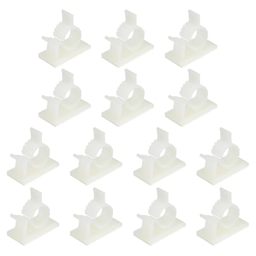 Image of PATIKIL 13-16MM Adhesive Nylon Cable Clamps, 14 Pcs Cable Management Clips Wall Wire Holder Cord Organizer Adjustable for Wall Office Home Under Desk, White