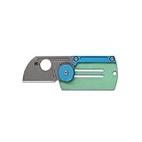 Spyderco C188ALTIP Titanium Dog Tag Folding Knife, Blue/Green, 1.23-Inch