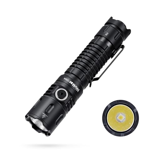 Wurkkos TD04 Taktische Taschenlampe 3000LM led flashlight usb aufladbar,Torch light Extrem hell Led Taschenlampe mit Taktischen Schalter,Batteriebetrieben USB 8 Modi IP68 Wasserdicht light camping
