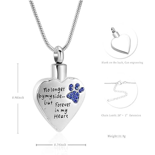 VCCWYQK Urn Necklace for Ashes Personalized Urn Pendant Heart Necklace Pets Paw Print Keepsake Waterproof Memorial Gifts for Dogs - Image 2